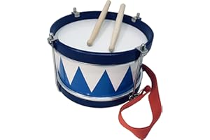 ROCKSTAR MUSIC ROCKSTAR - Tambor Parche Afinable de Madera SMD105BL Caja de marcha, Instrumento Musical, Incluye Correa y Baquetas. Diámetro 24cm