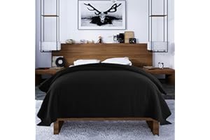 ‎LANEETAL Laneetal Tagesdecke 1 Stück Bettüberwurf Steppdecke Patchwork Flanelle Wendedesign Kariert, Bettdecke Stepp Decke Doppelbett unterfüttert und Gesteppt, Schwarz, 240x260 cm