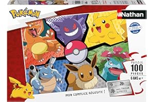 Nathan - Puzzle Enfant - 100 pièces - Pikachu, Evoli et compagnie - Fille ou garçon dès 6 ans - Puzzle de qualité supérieure - Carton épais et résistant - Pokémon - 86188