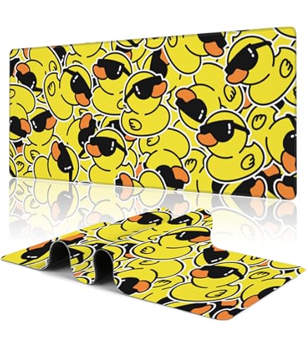 Rectangle Mouse Mat & Round Coaster Set - Yellow Rubber Ducks Duckling - View #9