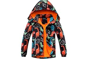 Fewlby Giacca Impermeabile con Cappuccio, Bambino Giacca a Vento Impermeabile con Cappuccio Cappotto Foderato in Pile Ragazzi Capispalla per 3-12 Anni