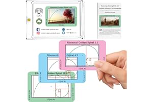 CLPA Fibonacci Viseur Spirale doré : grilles de Composition Format Carte de crédit pour vidéo, Photographie et Art en 4:3, 3:2 et 16:9