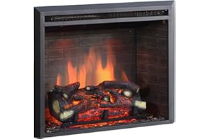BALDERIA Chimenea eléctrica Calida 26" con calefacción, Efecto de Llama 3D, función de craqueo y Mando a Distancia, Color Negro