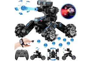 ROHSCE RC Tank Auto schießt Wasserbälle, ferngesteuerter Panzer, der schießt, 360° RC Stunt Auto, Kampfspielzeug mit Licht und Musik