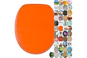 Sanilo Soft Close Toilet Seat, Wide Choice of New Toilet Seats, Stable Hinges, Easy to Mount (Orange)