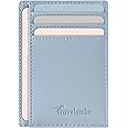Travelambo Slim Wallet Front Pocket Minimalist Leather RFID Blocking Medium Size, Light Blue, Ultra Slim Card Holder With Cash Pocket