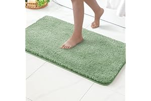 MIULEE Mata łazienkowa, miękki, antypoślizgowy dywanik łazienkowy, dywanik przyłóżkowy, puszysty dywan łazienkowy, mata prysznicowa do łazienki i salonu, sypialni, 40 x 60 cm, zielony