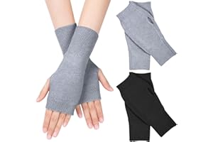 MELLIEX 2 pary rękawiczek do połowy palców, zimowe ocieplacze pulsacyjne, uniseks, ciepłe, miękkie rękawiczki z dzianiny, czarny/szary