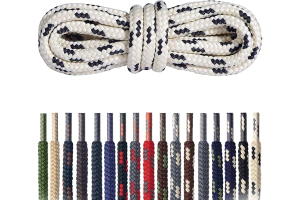 Mountval – Lacets pour Chaussures de Randonnée et Trekking – Cordon Rond Résistant en Polyester – Résistants à la Déchirure – 6 Longueurs, 17 Couleurs