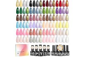 PEACECOLOR 30PCS Gel Nail Polish Set, Soak Off Gel Polish Set Red Brown White Nail Kit with Base Coat and Glitter Matte & Glossy Top Coat Nail Art Set DIY Home Gifts for Women