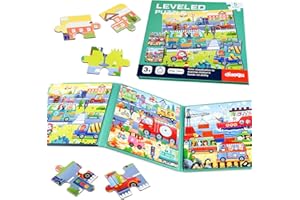 NEBURORA 97 Pcs Transport Magnetic Puzzles for Toddlers, Educational Travel Toys Car Plane Activities For Kids,Learning Magnet Puzzles for Road Trip, Kids Birthday Gifts