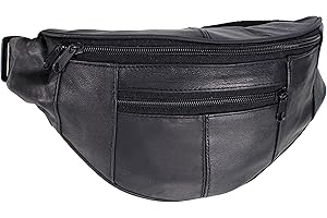 AR BRAND EST. 2021 AR Mens Womens Leather Bum Bag Travel Money Pouch Waist Hip Bag Pouch Passport Holder Adjustable Belt
