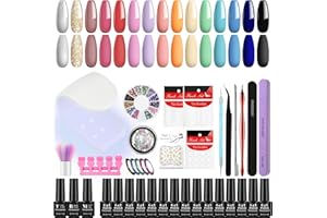 Phoenixy 15 Colori Kit Semipermanente Unghie, con Lampada UV/LED Kit Smalto Semipermanente Unghie con Top Base Coat, Kit Unghie Gel Completo Regalo per San Valentino, Rosso Viola Blu