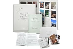Wunschzeit® Vision Board Set: Gestalte deine Neujahrsvorsätze 2026, Ziele visualisieren & Traumleben manifestieren | 200 Bildkarten und Affirmationen | 24-Seiten Workbook | Geschenkidee für Frauen