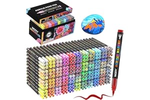 NICETY 264 Feutres Acryliques à Pointe Pinceau - Marqueurs Peinture à l'Eau Multi-Supports pour Pierre, Bois, Céramique, Verre - Pointe Flexible 1-6mm pour Artistes, Débutants et Adultes