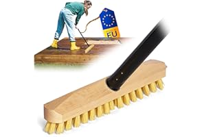 Novaliv Brosse à récurer en bois avec poils - Avec filetage et manche à vis - 4 pièces - Brosse à récurer PPN - Idéale pour nettoyer le balcon, la terrasse, le jardin, l'intérieur et l'extérieur