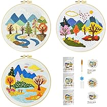 Kit Ricamo Per Principianti - 3 Schemi Fiori Con Punto Croce, Tessuto Stampato E Accessori - Foto 5