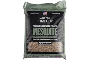 Traeger Grills Mesquite 100% All-Natural Wood Pellets for Smokers and Pellet Grills, BBQ, Bake, Roast, and Grill, 20 lb. Bag