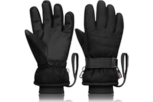 Odtmger Ski Gloves,Waterproof, Touchscreen-Compatible, Winter Warm 3M EC120 Filled, Anti-Loss Rope for Parent Child