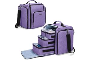 BAFASO Bolsa de Maquillaje Bolsa de Cosméticos con 4 Bolsillos Internos Extraíbles, Estuche Multifuncional de Maquillaje de Viaje, Morado