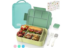 iNeibo Brotdose Kinder mit Fächern Lunchbox Kinder Brotdose mit Fächern Bento Box Kinder mit Soßenbox, Lunchtasche und Stickers Brotbox Jausenbox Snackbox Vesperbox Vesperdose Kinder für Schule