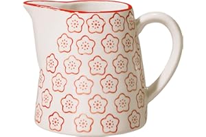 BLOOMINGVILLE Jarrita de Leche Isabella - Jarra da Loza Ø 8,5 x H 8,5 cm, Rojo, Cerámica, Capacidad 250 ml
