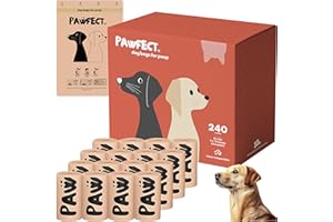 PAWFECT Dog Poop Bags Rolls - Biodegradable Doggie Bags, Compostable Dog Waste Bags, BPI Certified Pet Waste Bags, Unscented, Large, Puppy Poo, Earth Friendly, Bolsas de Basura (240 counts)
