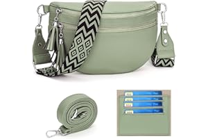 LANXINGLUO Riñonera Mujer verde claro Grande Bolso Bandolera Piel Sintética Bolsa Mujer Moda Con ranura para tarjeta de crédito y 2 correas de hombro