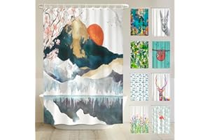 ‎ARTENEUR arteneur® - Japan - Anti-Schimmel Duschvorhang 180x200 - Recycelt mit Öko-Tex Standard 100 - Beschwerter Saum, Blickdicht, Wasserdicht, Waschbar, 12 Ringe & E-Book