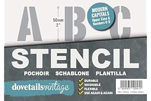 Dovetails Vintage Stencil lettere 50 mm di altezza, stile moderno, lettere maiuscole e numeri.