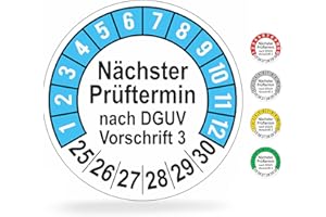 beihaasnatuerlich® 112 Stck Prüfplaketten "Nächster Prüftermin", 20 mm Ø, Prüfetiketten nach DGUV V3, 2025-2030, Prüfaufkleber, E-Check Prüfetikett, Plakette für Elektrogeräte (Blau, 1 Bogen)