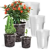 KAHEIGN 36 Pieces Plastic Plant Pots, 9CM /10CM /13CM Root Control Pot Transparent Container for Nursery Seedlings with Drain