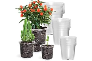 KAHEIGN 36Pcs Plastic Plant Pots, 9CM /10CM /13CM Clear Flower Pot Root-Control Nursery Seedling Planter Garden Plant Container with Drain Holes for Flower Plant Seedlings Transplanting (3 Size)
