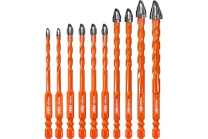 BGTEC Punta da Trapano per Piastrelle - 10 pezzi Punte Trapano Legno Ø 5-12 mm per Ceramica, Legno, Plastica, Mattoni, Piastrelle, Vetro, Calcestruzzo e Marmo