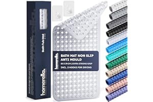 homerella® Bath Mat Non Slip Anti Mould 88x39cm, Machine Washable& BPA free, Shower Mat Non Slip Anti Mould, Non Slip Bath Mat for Inside Bath Tub, Shower Mats for Inside Shower, Non Slip Shower Mat