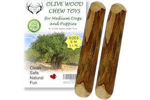 ARTISAN GIFT CO Natural Olive Wood Long Lasting Dog Chew, Puppy Teething Toy, Saving Pack 2 Sticks (Medium) 15cm