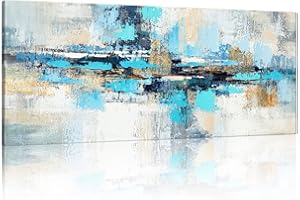 FajerminArt Grande Stampa su Tela Con Cornice Blu verde acqua astratto Quadri Moderni Immagine pittura su tela soggiorno camera da letto Cucina Ufficio ristorante Decorazione Murale 120x50cm