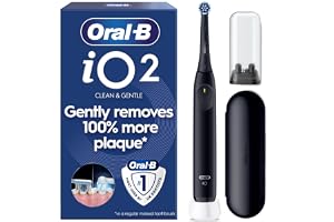 Oral-B iO2 Electric Toothbrush, Night Black - Long-Lasting Battery for Travel, Includes Gentle Care Brush Head, Travel Case a
