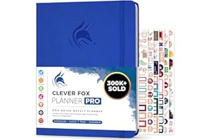 Clever Fox Planificador PRO - Organizador Personal de Vida Semanal y Mensual para Mejorar la Productividad, la Gestión del Tiempo y Alcanzar Tus Metas - A4, Sin fechas 1 Año - Azul Real