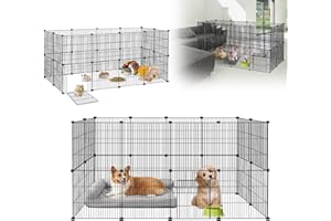 ORHEYA Recinzione a griglia per conigli, in metallo, per porcellini d'India, per piccoli animali, fai da te, con porta, 142 x 72 x 72 cm