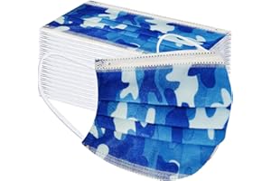 LULUJI Lulupi 50 Stück Kinder Mundschutz Einweg Camouflage Mund und Nasenschutz mit Motiv Bunt Mund Nasenschutz Cartoon Druck Tücher Atmungsaktiv Mund-Tuch Bandana Halstuch Schals Jungen Mädchen