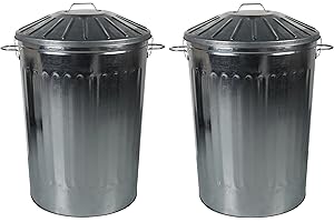 2 x CrazyGadget® 125 Litre 125L Extra Large Metal Galvansied Dustbin Kitchen House Garden Storage Unit Bin with Special Locking Lid