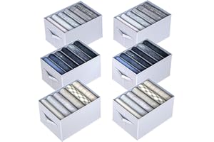 hinrey Wardrobe Organiser, Pack of 6, for Trousers, Shirts, Underwear, Wardrobe Organiser, Drawer Organiser System