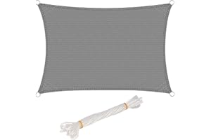 WOLTU Vela ombreggiante 2x4m in HDPE 180 g/m² Traspirante Tenda a Vela Parasole Rettangolare Protezione Solare Respirante Anti UV Giardino Esterni Grigio