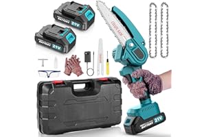 Yospinber 6'' Mini Motosierra Bateria con 2 Baterías de 2000 mAh, Motosierra Inalámbrica Portátil, Sierra Electrica Podar Arboles, Ajuste sin Herramientas para Podar Árboles de Jardinería