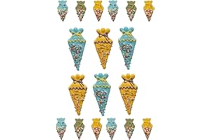 Kaffeehaus Diamant - Schultüten in Gelb, Blau, Grün - 6 große und 12 kleine Zuckertüten zum Schulstart für Jungen - buntes Zuckerdekor zur Einschulung