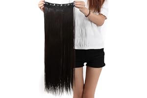S-noilite® 30 Inches(76cm) Long Straight Dark Brown 3/4 Full Head One Piece 5 Clips Hairpiece Clip In Hair Extensions Extension Sexy lady Fashion Choice