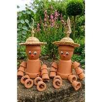 Set Di 2 Vasi In Terracotta A Forma Di Uomo Bill & Ben, H17 Cm