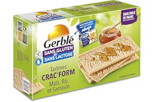 Gerblé Crac'form maïs riz sarrasin Sans Gluten & Sans lactose, Riche en fibres, Croquantes, 8 tartines, 210 g (6 x 35 g environ), 210220