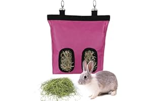 Vinnykud Sac de Foin Suspendu Feeder Bag Sac de Haute Qualité Sac De Stockage Essentiel pour Animaux Mangeoire à Gros Foin pour Cochon d'Inde, Lapin- 2 Ouvertures